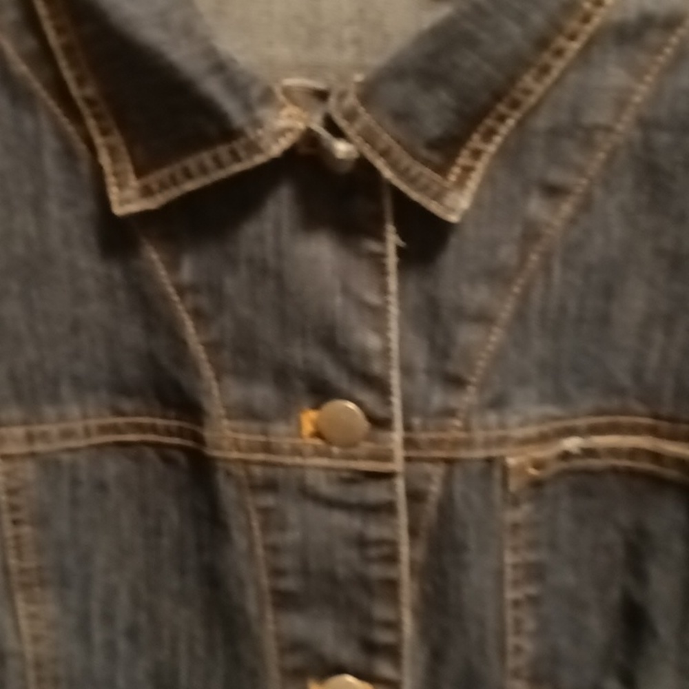 FINAL PRICE NWOT CHICO'S denim l/s dress w front pockets & gold stitching Sz 3 - Picture 9 of 9